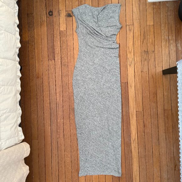 T by Alexander Wang Light Gray Jersey Knit Draped Back Maxi Dress - XS - Picture 3 of 10